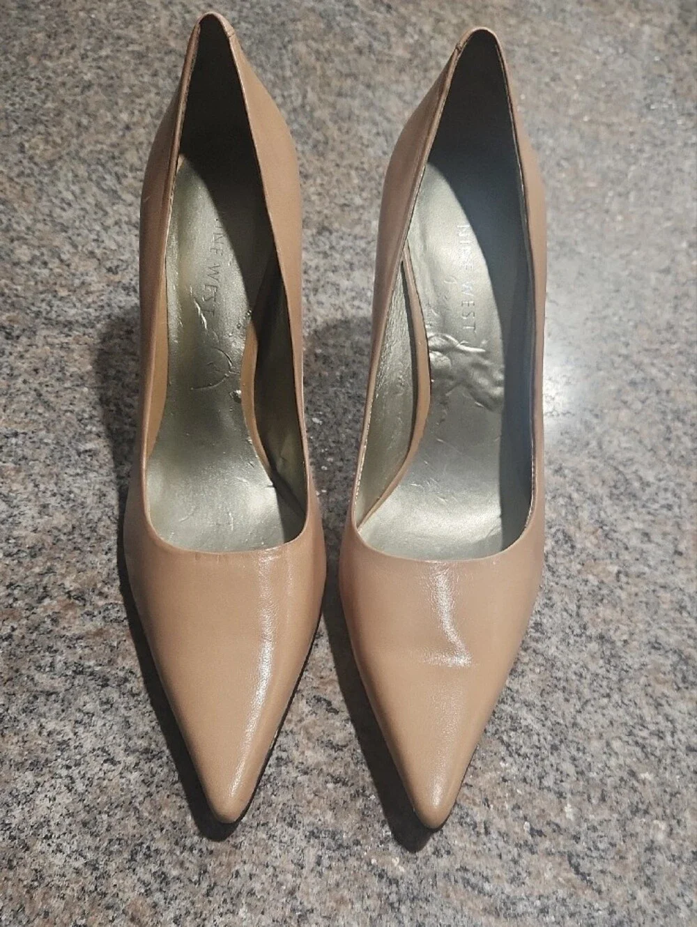 Nine West Freda Nude Pointed-Toe Leather Stiletto Pumps Classic Chic Business